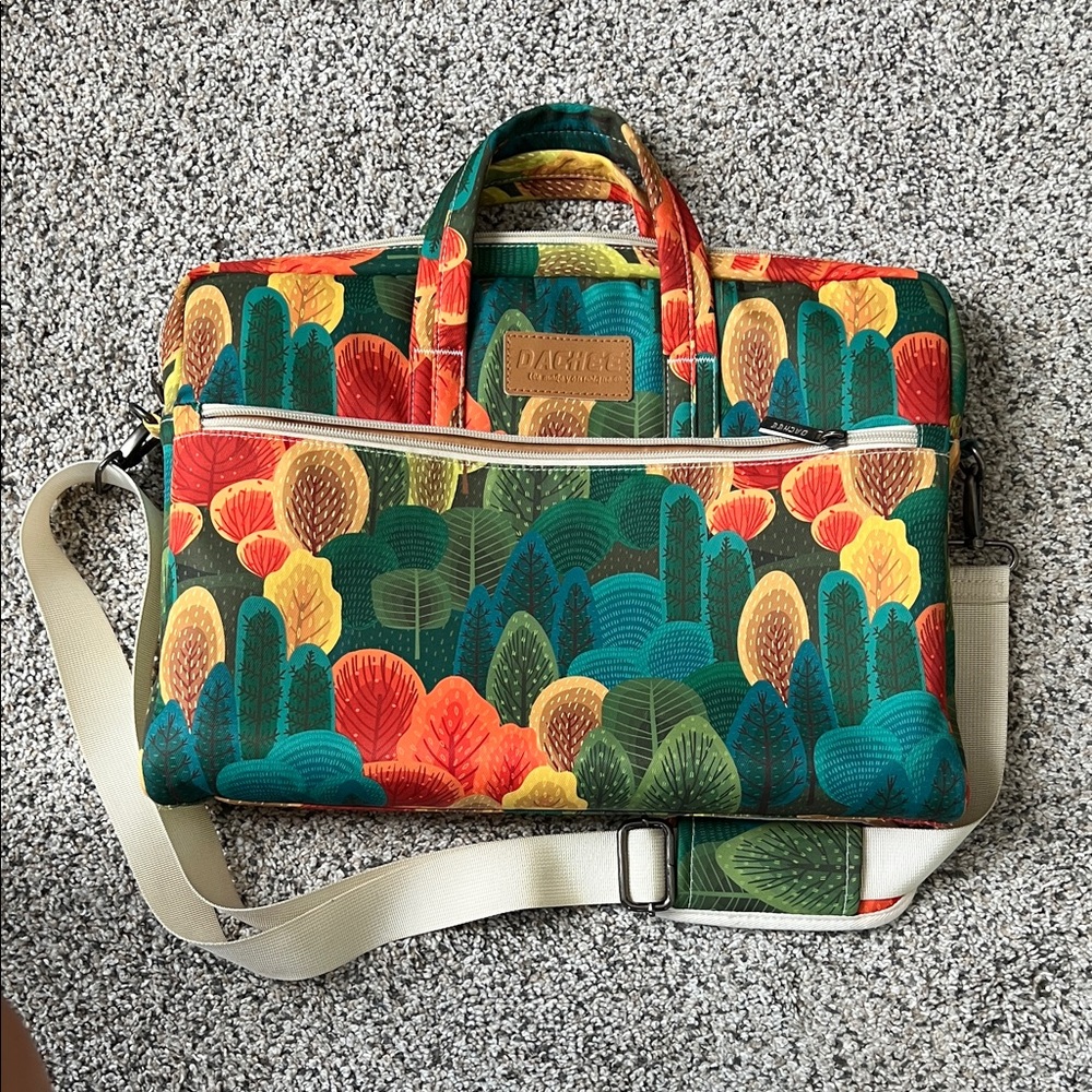 Colorful Leaf Print Laptop Bag